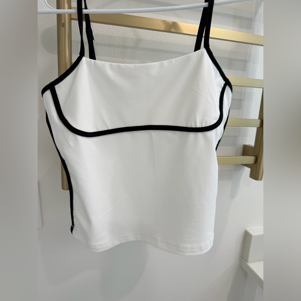 Alo like SHEIN White Camisole with Black Trim